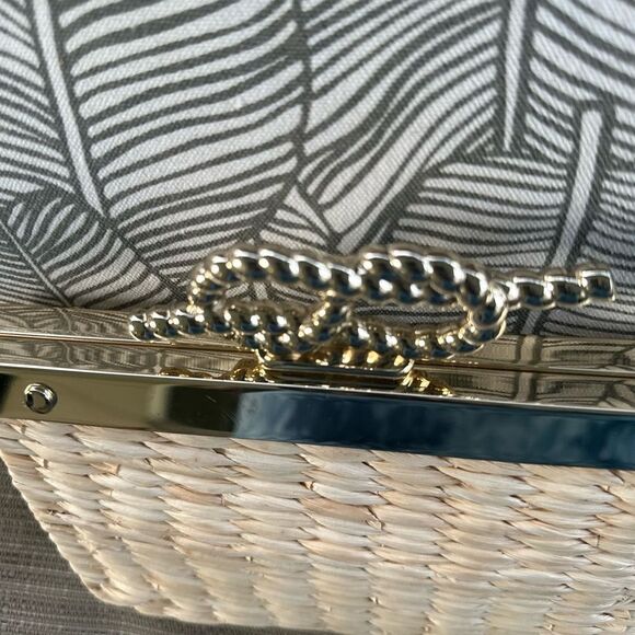 Talbots Straw Purse With Gold-tone Chain Crossbody Purse - Picture 2 of 7